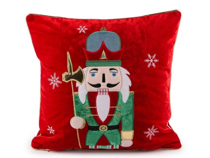 Vánoční sametový povlak na polštář louskáček 43x43 cm (Varianta 3 zelená tmavá, Balení 1 ks)