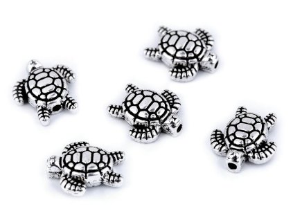 Kovová ozdoba mořská želva 12x13 mm (Varianta platina s patinou, Balení 20 ks)