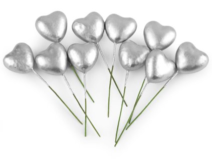 Srdce na drátku (Varianta 1 stříbrná, Balení 10 ks)