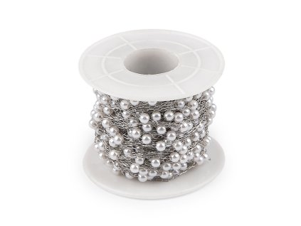 Řetízek z nerezové oceli perly Ø4 a 6 mm metráž (Varianta 2 (Ø6 mm) bílá, Balení 1 m)