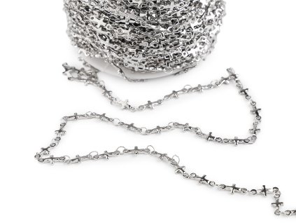 Řetízek z nerezové oceli křížek 4 a 5 mm metráž (Varianta 1 (4 mm) platina, Balení 1 m)