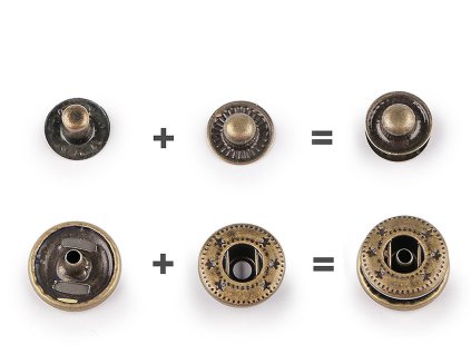 Kovové druky Ø15 mm na středně silné látky, z nerezové oceli (Varianta 1 nikl, Balení 50 sada)