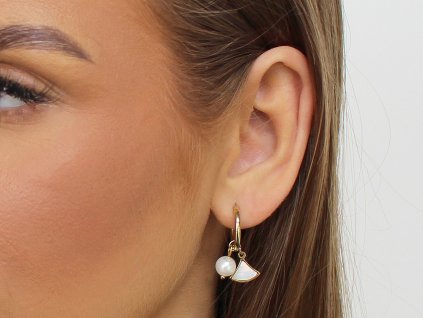 Náušnice z nerezové oceli kroužky s perlou (Varianta 2 zlatá, Balení 1 pár)