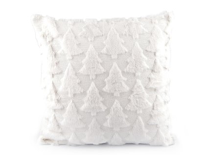 Vánoční povlak na polštář plyšový se stromečky 45x45 cm (Varianta 2 červená, Balení 1 ks)