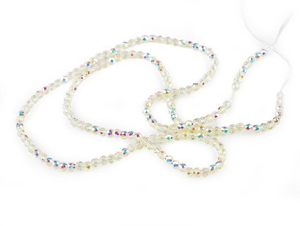 Skleněné korálky broušené ohňovky 2 mm s AB efektem, na šňůrce (Varianta 2 žlutá světlá AB, Balení 1 sáček)