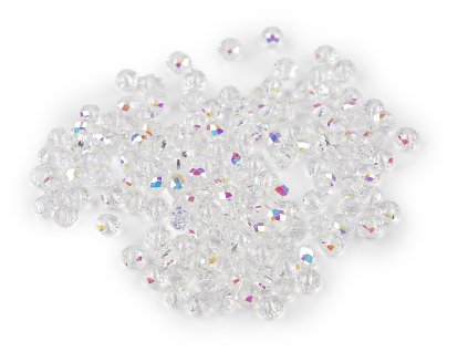 Skleněné korálky broušené ohňovky 4 mm s AB efektem (Varianta 1 transparent AB, Balení 1 sáček)