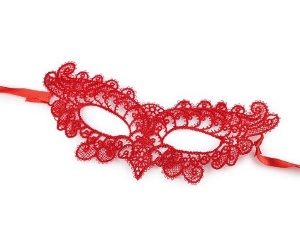 Karnevalová maska - škraboška krajková (Varianta 1 červená, Balení 1 ks)