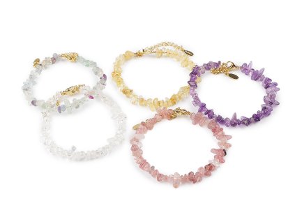 Náramek ze zlomků minerálů (Varianta 1 křišťál, Balení 1 ks)