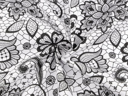 Bavlněná látka / plátno krajka (Varianta 2 černá, Balení 1 m)