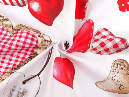 Bavlněná látka / plátno srdce (Varianta 22315-1 bílá, Balení 1 m)