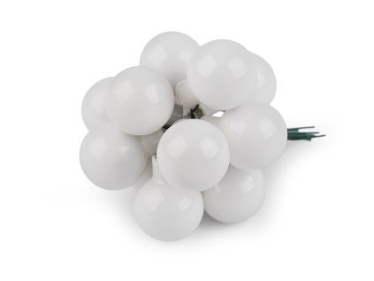 Vánoční skleněná baňka na drátku Ø2,5 cm - mat a lesk (Varianta 1 bílá lesk, Balení 12 ks)