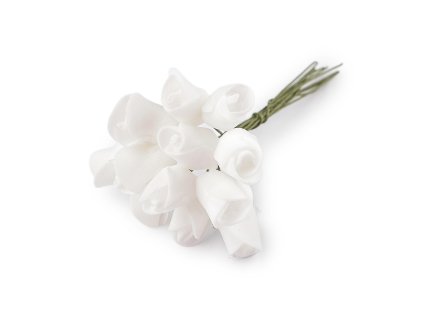 Umělá pěnová mini růže na drátku k tvorbě voniček (Varianta 1 bílá, Balení 1 svaz.)