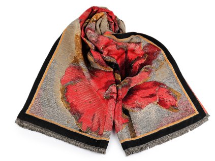 Zimní šála / pléd s třásněmi 70x185 cm (Varianta 4 béžová tm. černá, Balení 1 ks)