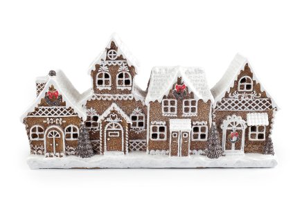 Vánoční domečky imitace perníku svítící (Varianta hnědá přírodní, Balení 1 ks)