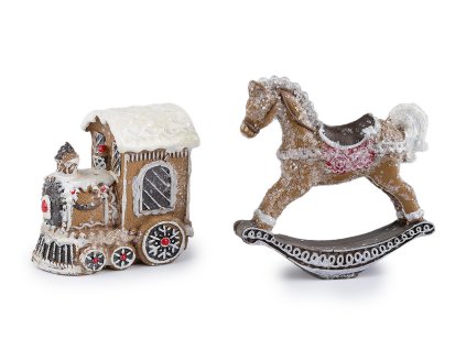 Vánoční vláček, koník imitace perníku (Varianta 1 hnědá přírodní vláček, Balení 1 ks)