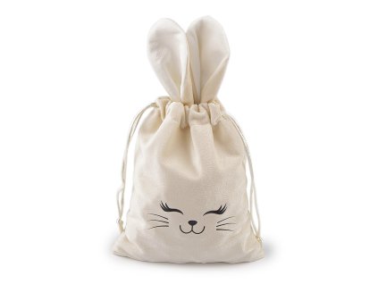 Dárkový pytlík zajíček 15x28 cm sametový (Varianta 1 krémová světlá, Balení 1 ks)