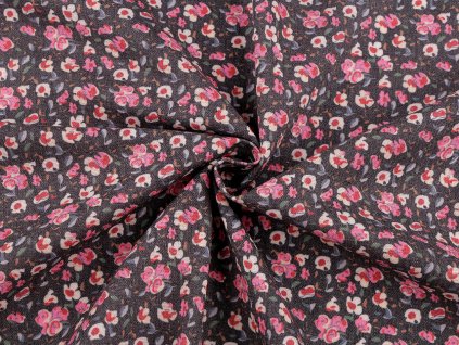 Bavlněná látka s příměsí lnu hrubší (Varianta šedá růžová, Balení 1 m)