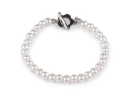 Náramek z nerezové oceli perlový (Varianta 2 bílá srdce, Balení 1 ks)