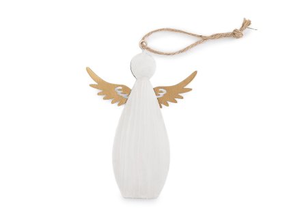 Kovový anděl k zavěšení (Varianta krémová nejsvět. zlatá, Balení 1 ks)