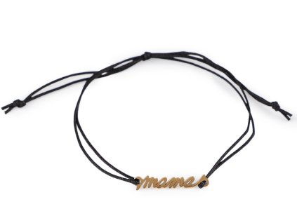 Náramek s přívěskem z nerezové oceli mama (Varianta černá zlatá, Balení 1 ks)