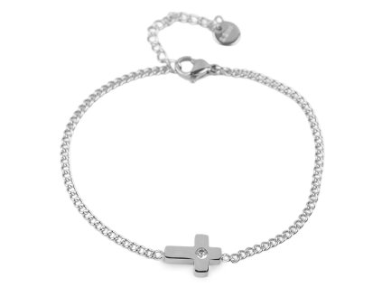 Náramek z nerezové oceli křížek (Varianta stříbrná, Balení 1 ks)