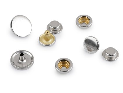 Knoflíky stiskací s kroužkem Ø15 mm na silné látky, nerezové (Varianta 1 nikl, Balení 50 sada)