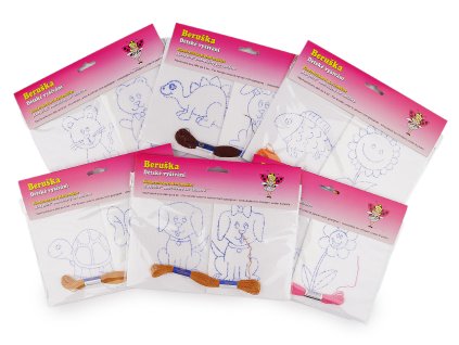 Dětské vyšívání s předtištěným motivem 2 ks (Varianta 2 viz foto, Balení 1 sáček)