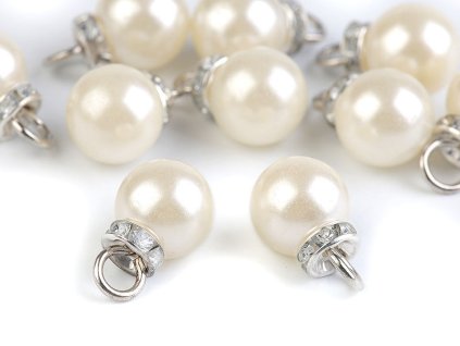 Přívěsek perla s rondelkou Ø12 mm (Varianta 2 perlová stříbrná, Balení 20 ks)