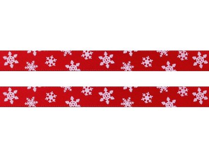 Stuha vločky šíře 10 mm vánoční (Varianta 1 červená, Balení 20 m)