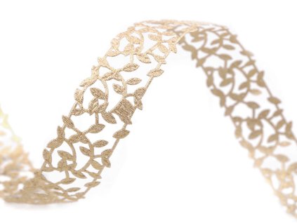 Prýmek šíře 30 mm vysekávaný vzor s lurexem (Varianta zlatá sv., Balení 18 m)