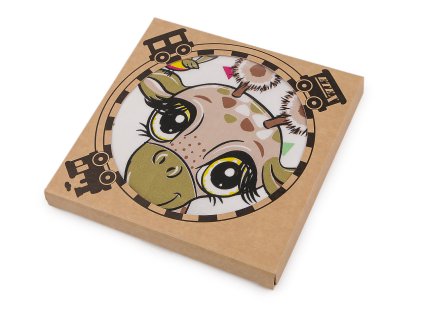 Dětský obrázkový kapesník v přírodní krabičce (Varianta 1 mix barev žirafa, Balení 1 krab.)