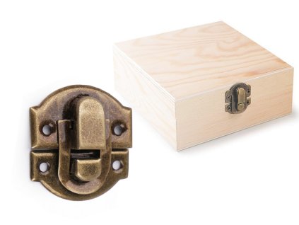 Kovové zapínání na dřevěné krabičky (Varianta staromosaz, Balení 1 sada)