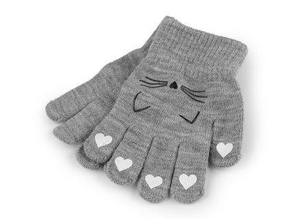 Dětské pletené rukavice kočka (Varianta 1 krémová světlá, Balení 1 pár)