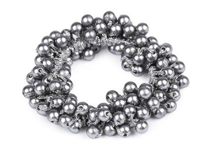 Gumička do vlasů s perlami (Varianta 4 šedá hematit, Balení 1 ks)