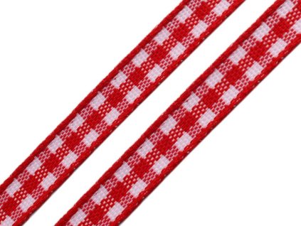 Károvaná stuha šíře 6 mm (Varianta 8 červená, Balení 20 m)