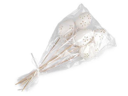 Zápich velikonoční děrované vajíčko (Varianta bílá, Balení 6 ks)