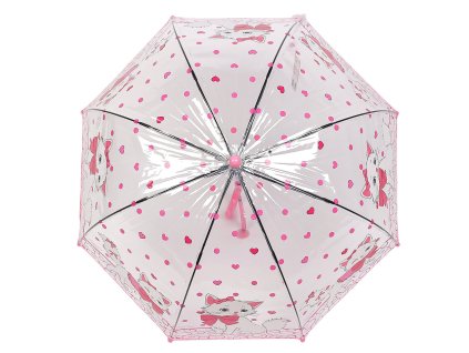 Dětský průhledný vystřelovací deštník kočka (Varianta 1 růžová sv., Balení 1 ks)