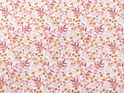 Bavlněná látka / plátno květy (Varianta 3 lososová světlá, Balení 1 m)
