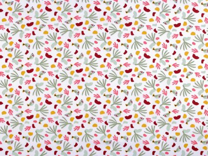 Bavlněná látka / plátno ptáček (Varianta 3 krémová nejsvět., Balení 1 m)