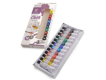 Barvy na textil sada 12 barev x 12 ml (Varianta mix, Balení 1 sada)