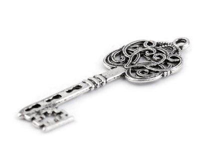 Přívěsek 21x56 mm klíč (Varianta platina, Balení 2 ks)