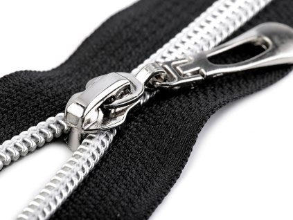 Spirálový zip No 7 délka 55 cm se stříbrnými zoubky (Varianta 322 černá, Balení 1 ks)