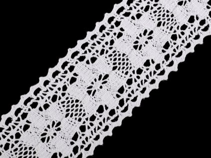 Bavlněná krajka / vsadka paličkovaná jemná šíře 50 mm (Varianta 1 bílá, Balení 13.5 m)