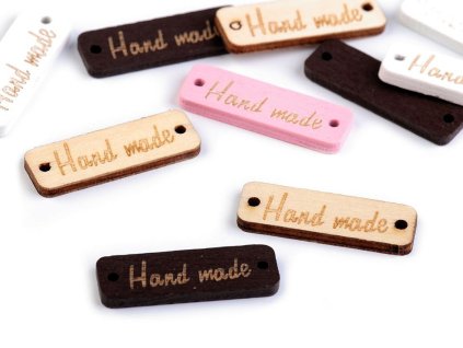 Dřevěná cedulka / ozdoba Handmade 10x30 mm (Varianta 2 přírodní, Balení 10 ks)