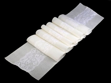 Běhoun / ubrus s krajkou 30x275 cm (Varianta 3 režná přírodní, Balení 1 ks)