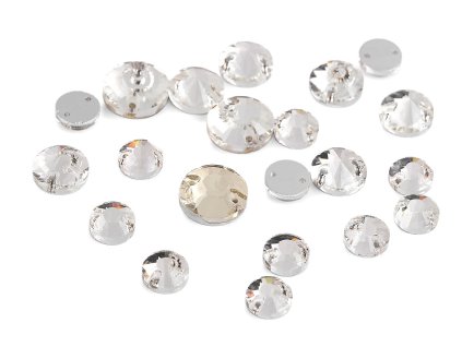 Broušené kamínky kulaté našívací mix (Varianta crystal, Balení 1 dóza)
