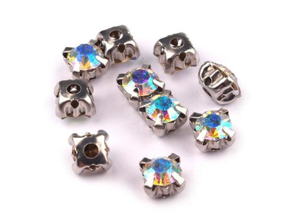 Našívací šatony / štras v pouzdře / kotlíku Ø10 mm (Varianta Ø10 mm crystal, Balení 10 ks)