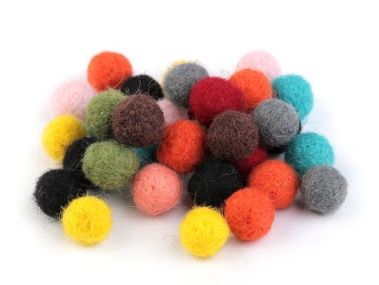 Plstěná kulička / bambulka z vlny Ø15 mm (Varianta 5 pudrová tmavá, Balení 10 ks)