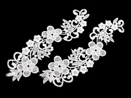 Benátská krajková aplikace / vsadka 8x27 cm (Varianta 1 bílá sněhová, Balení 2 ks)