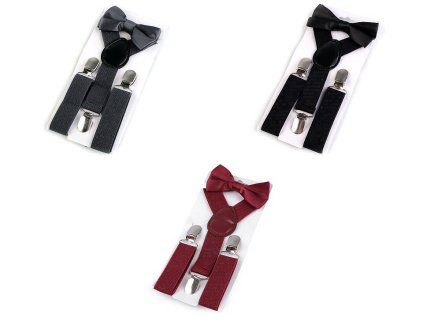 Dětská sada šle a motýlek (Varianta 4 černá, Balení 1 sada)